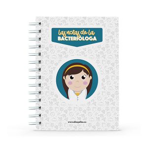 Cuaderno pequeño con diseño de bacterióloga