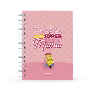 Cuaderno con mensaje notas de una súper mamá