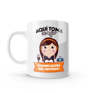 Mug pocillo con diseño de comunicadora