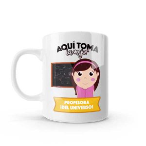 Mug pocillo con diseño de profesora