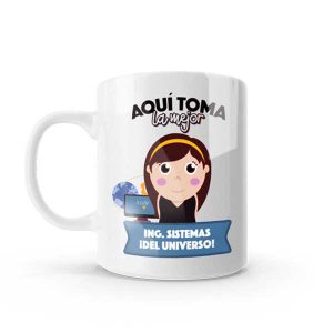 Mug pocillo con diseño de ingeniera de sistemas