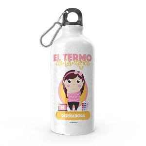 Termo de agua con diseño de diseñadora gráfica