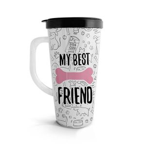Vaso para bebidas calientes con ilustración de perros